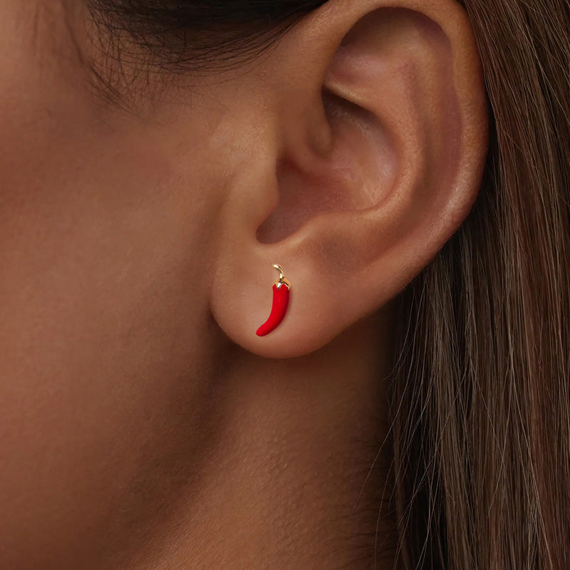 Sterling Silver Chili Pepper Stud Hypoallergenic Earrings