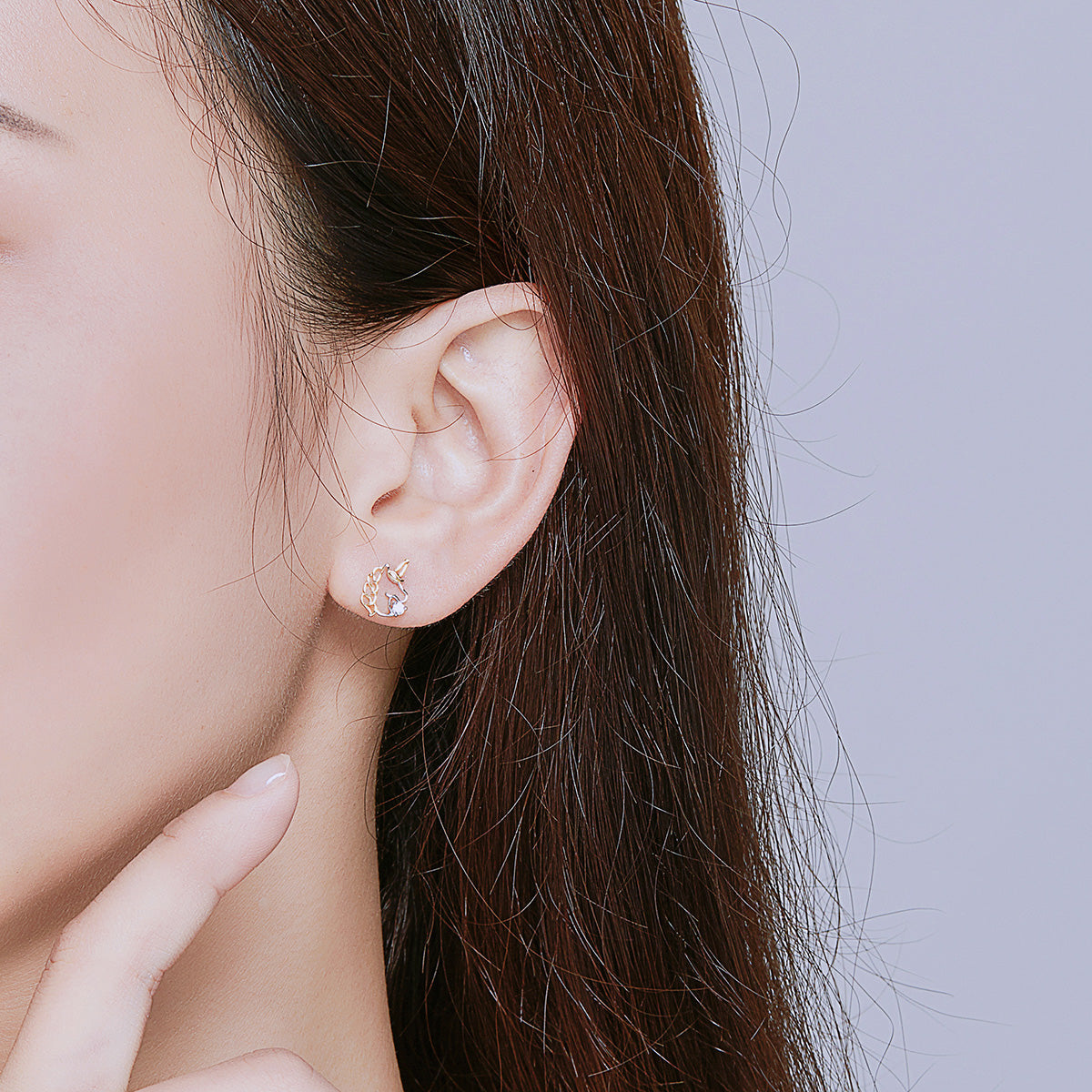 Sterling Silver Winged Unicorn Stud Hypoallergenic Earrings