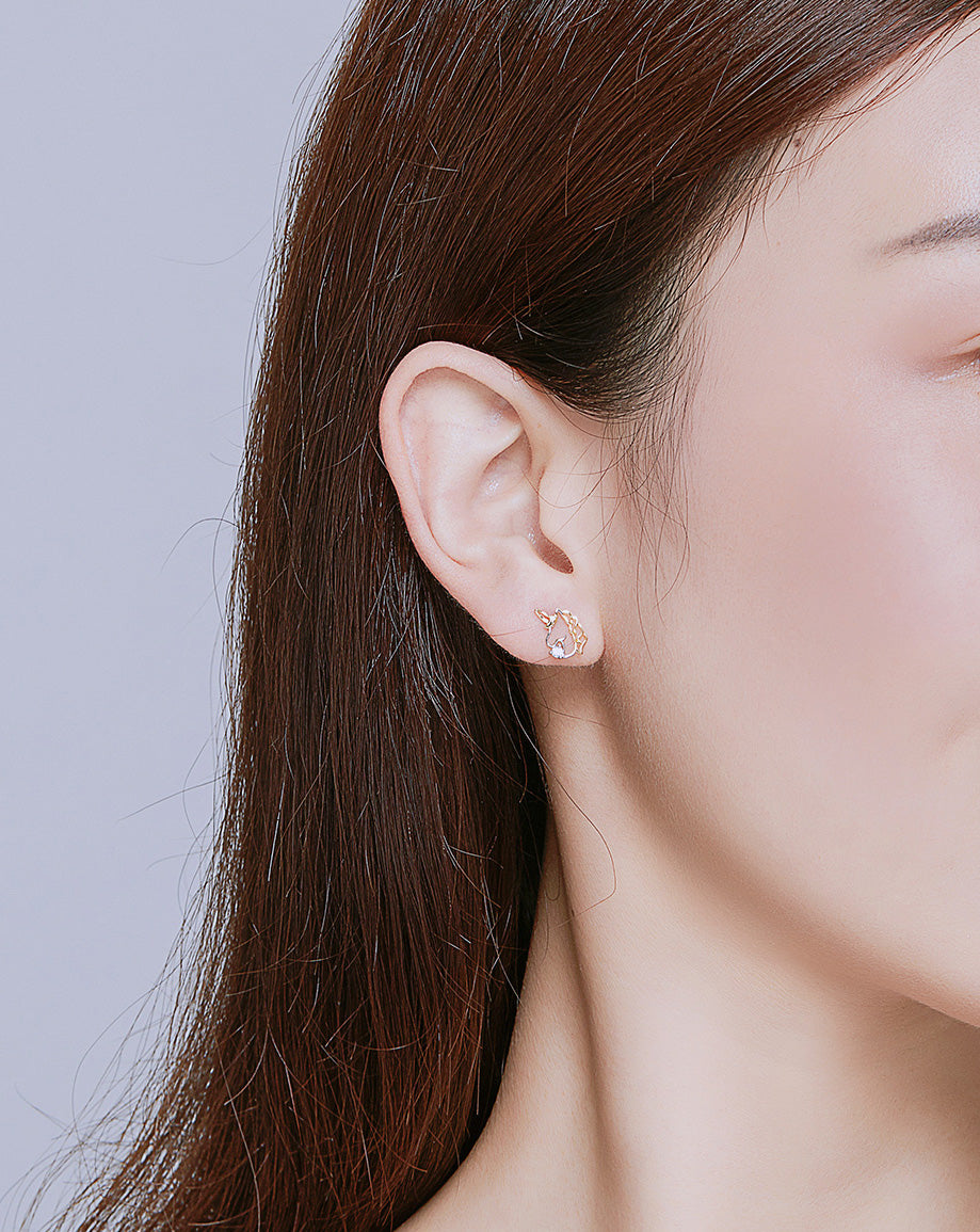 Sterling Silver Winged Unicorn Stud Hypoallergenic Earrings