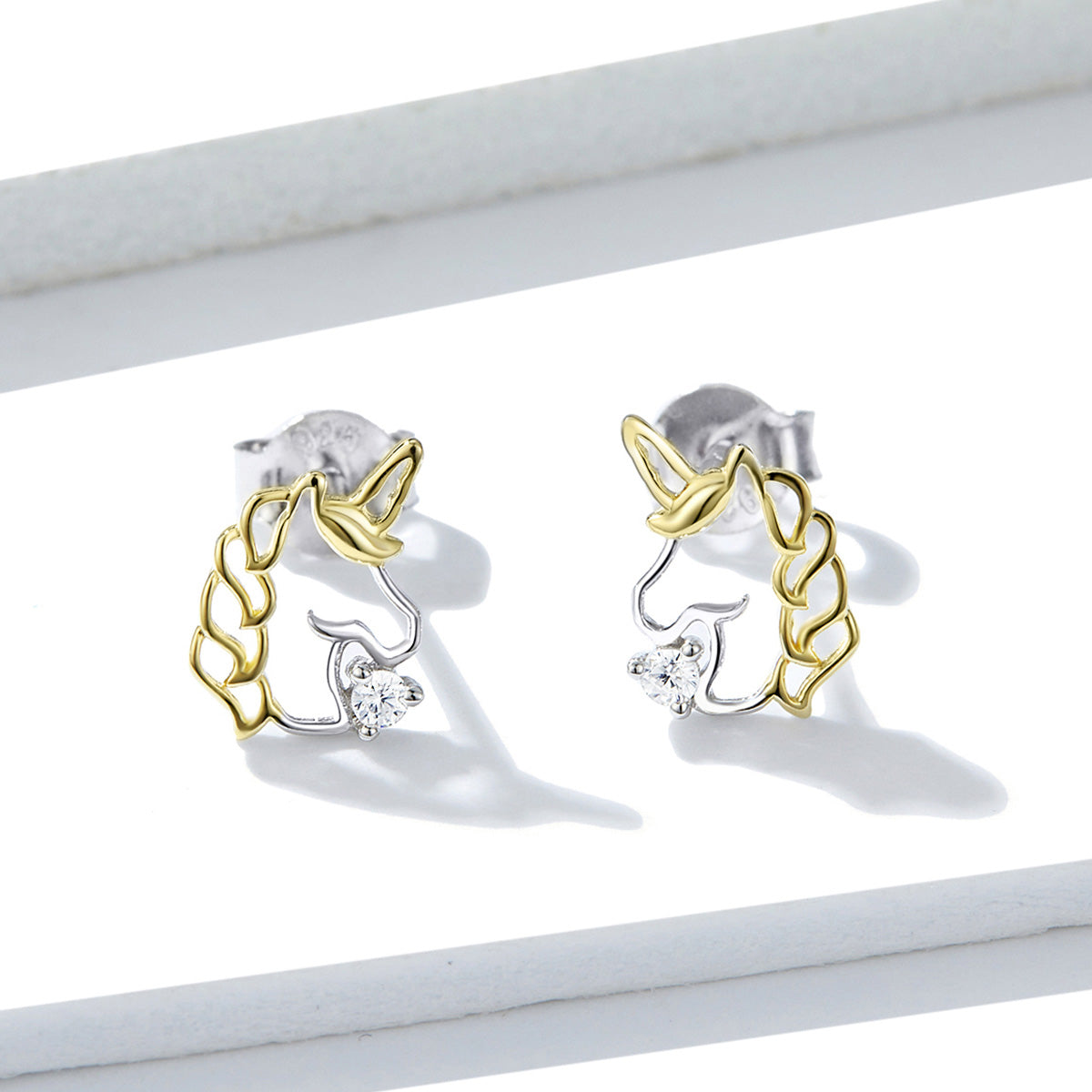 Sterling Silver Winged Unicorn Stud Hypoallergenic Earrings