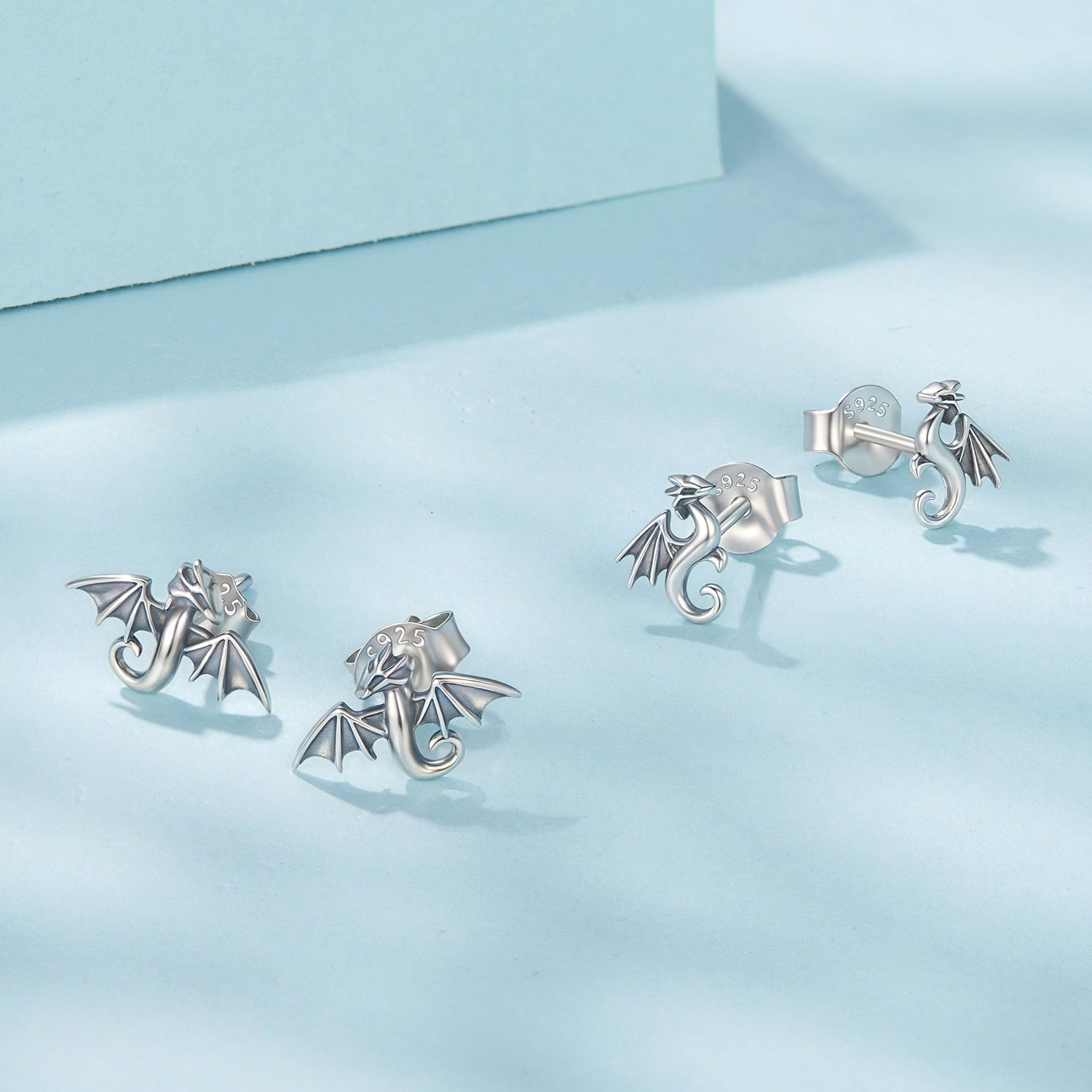 Sterling Silver Dragon Stud Hypoallergenic Earrings