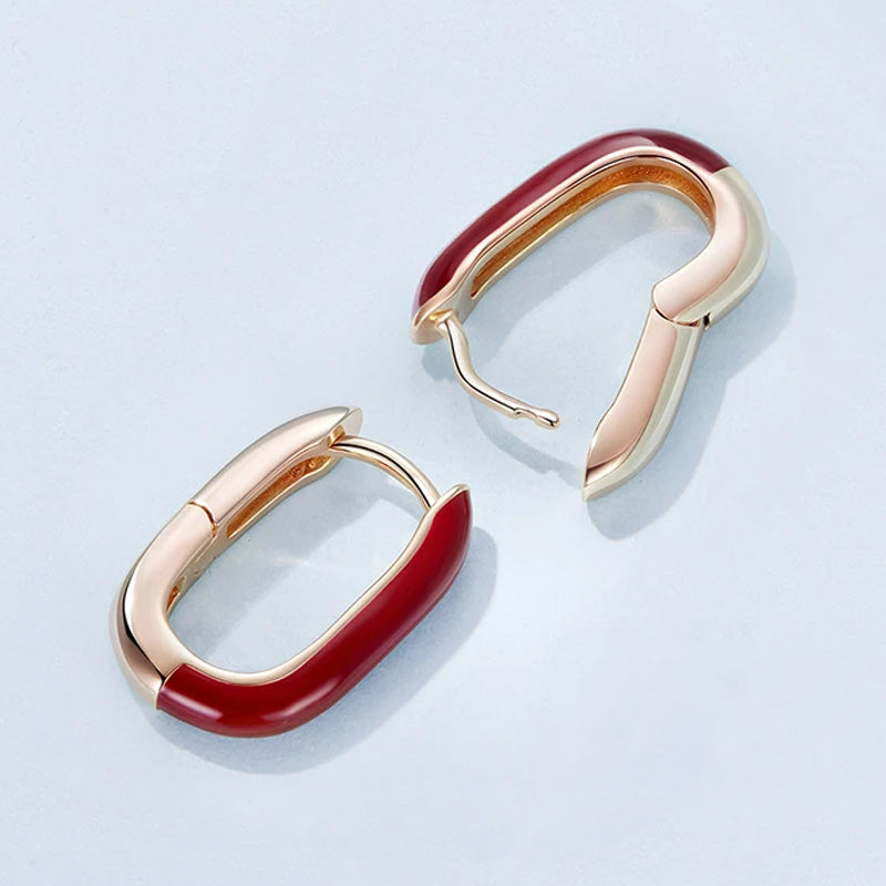 Sterling Silver Angela Red Huggie Hypoallergenic Earrings