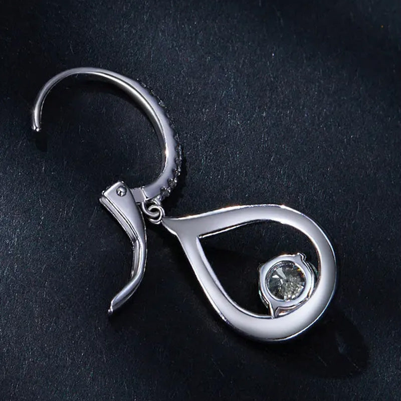 Sterling Silver Waterdrop 1ct Moissanite Leverback Hypoallergenic Earrings