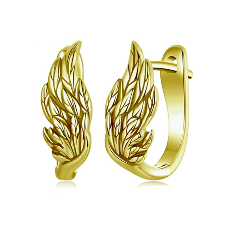 Sterling Silver Angel Feather Hoop Hypoallergenic Earrings