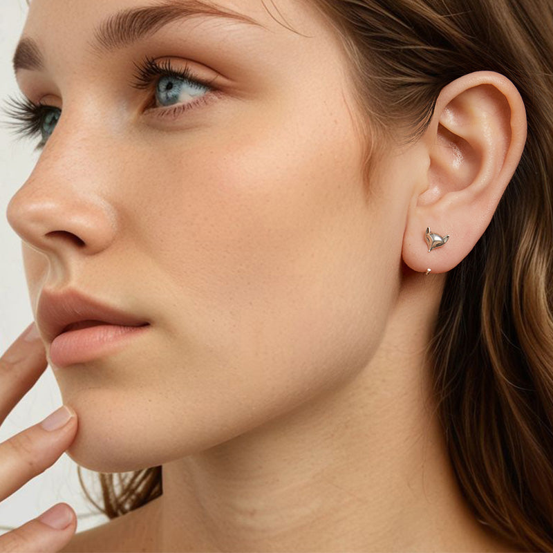 Sterling Silver Fox Head Wrap Hypoallergenic Earrings