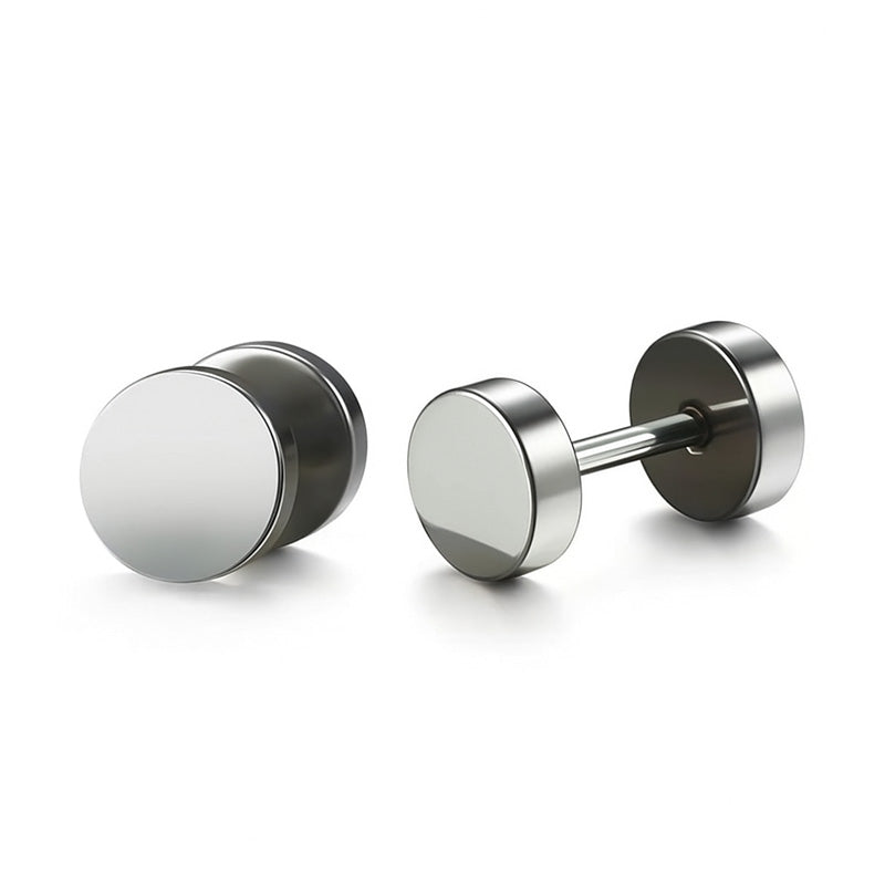 Stainless Steel Silver Screw Stud Earrings