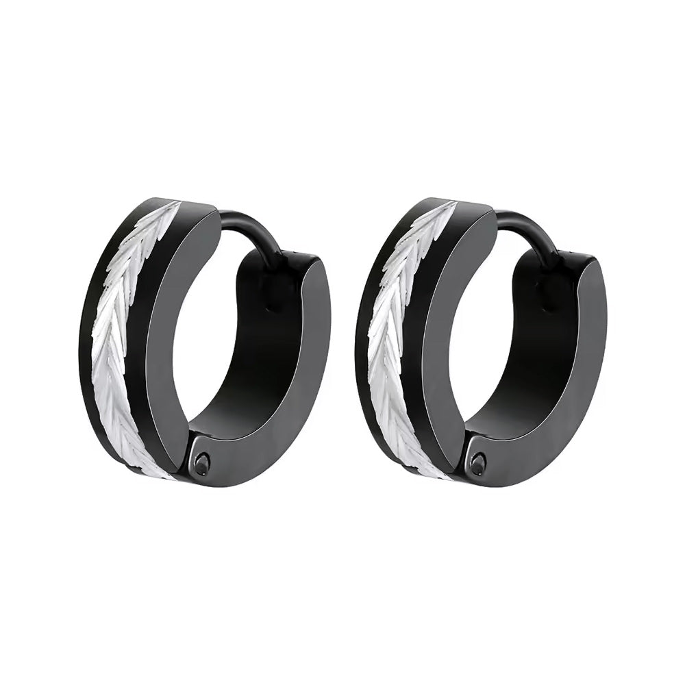 Stainless Steel Modern Two Tone Stud Earrings