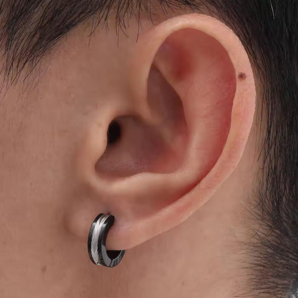 Stainless Steel Modern Two Tone Stud Earrings