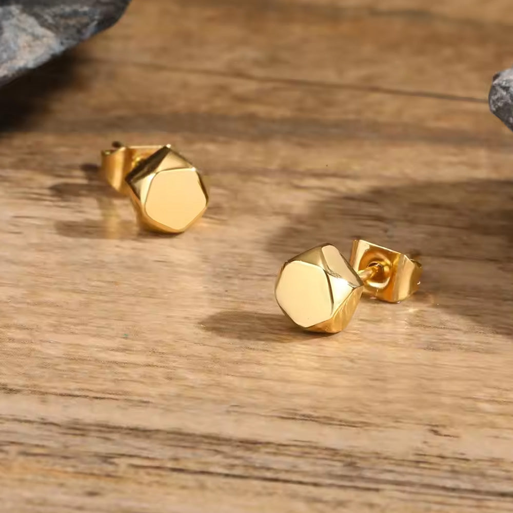 Stainless Steel Geometric Pentagon Stud Earrings