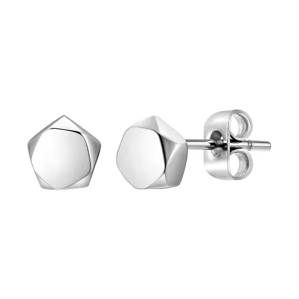 Stainless Steel Geometric Pentagon Stud Earrings