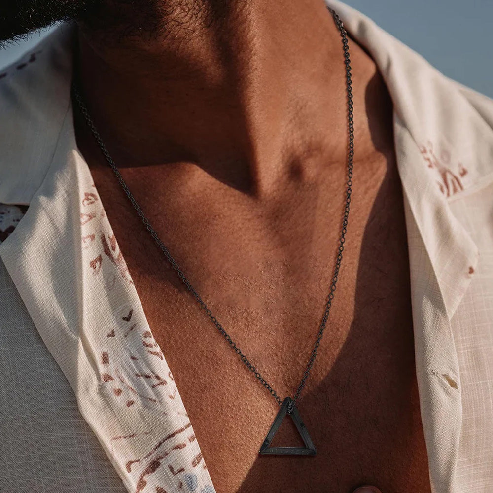 Stainless Steel Nordic Rune Triangle Necklace