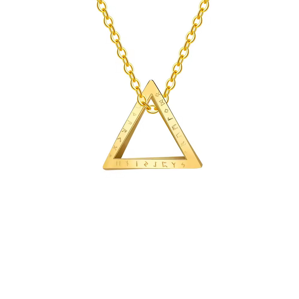 Stainless Steel Nordic Rune Triangle Necklace