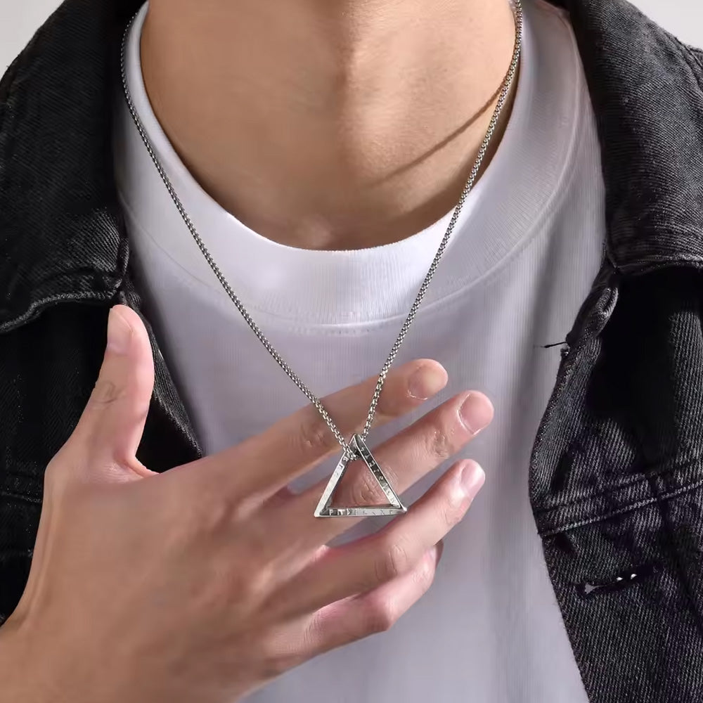Stainless Steel Nordic Rune Triangle Necklace