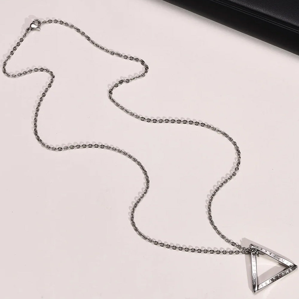 Stainless Steel Nordic Rune Triangle Necklace