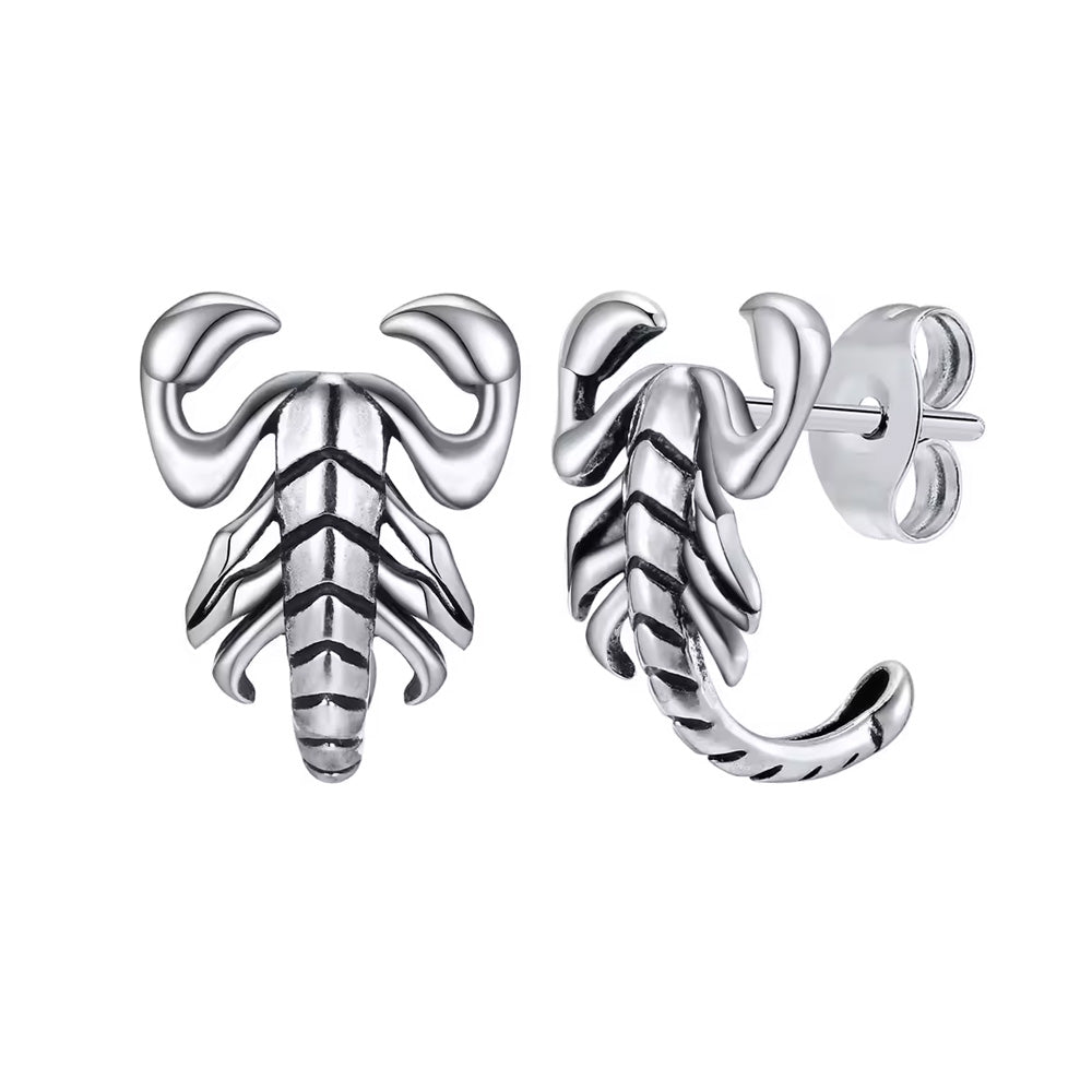 Stainless Steel Vintage Scorpion Stud Earrings