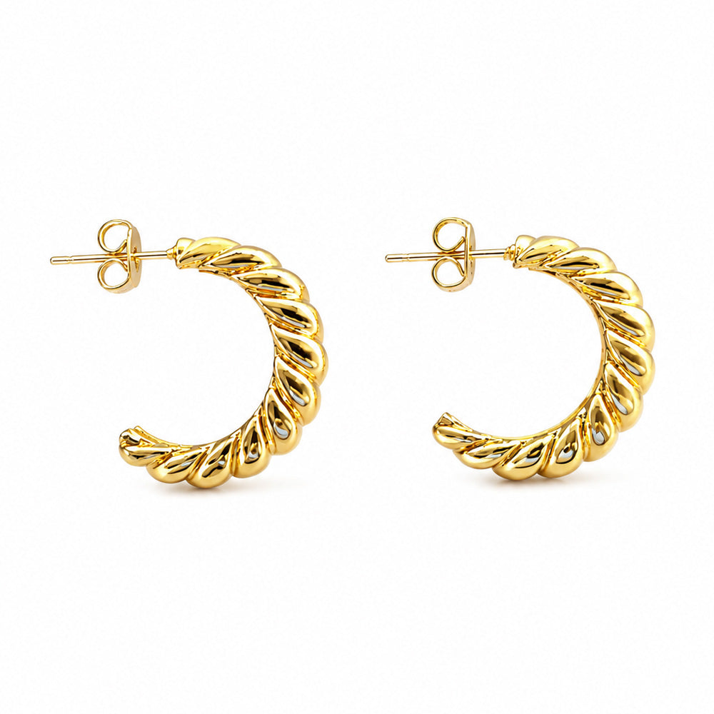 Stainless Steel Wheat Twisted Textured Stud Earrings