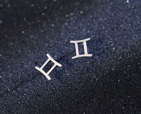 Sterling Silver 12 Signs Of The Zodiac Hypoallergenic Stud Earrings