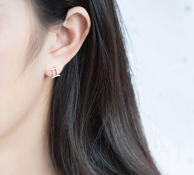 Sterling Silver 12 Signs Of The Zodiac Hypoallergenic Stud Earrings