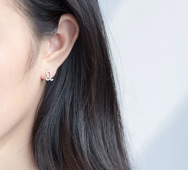 Sterling Silver 12 Signs Of The Zodiac Hypoallergenic Stud Earrings