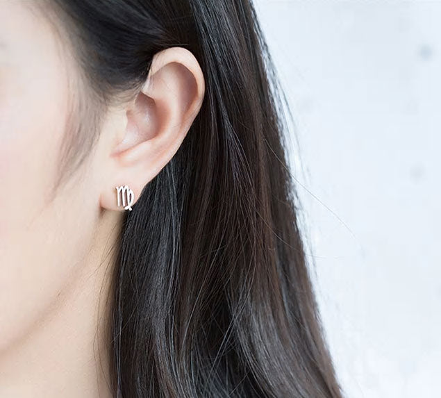 Sterling Silver 12 Signs Of The Zodiac Hypoallergenic Stud Earrings