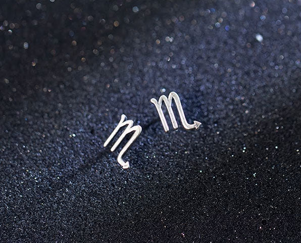 Sterling Silver 12 Signs Of The Zodiac Hypoallergenic Stud Earrings
