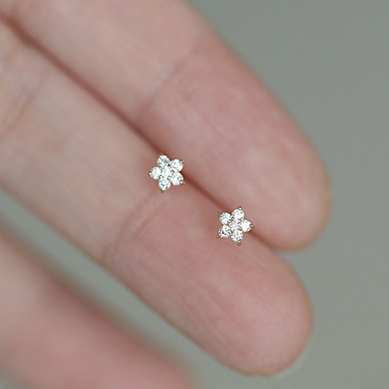 Sterling Silver Tiny Flower Stud Hypoallergenic Earrings