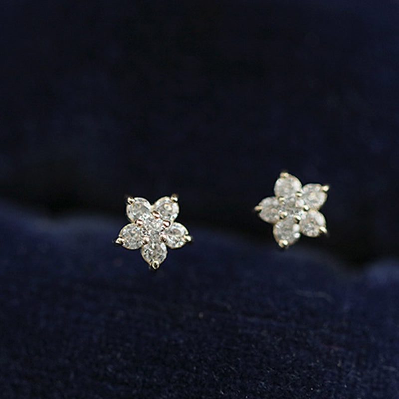 Sterling Silver Tiny Flower Stud Hypoallergenic Earrings