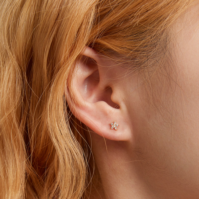Sterling Silver Tiny Flower Stud Hypoallergenic Earrings