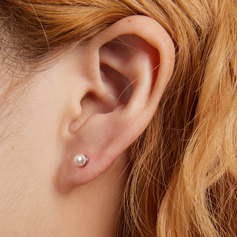 Sterling Silver Pearl Screw Stud Earrings