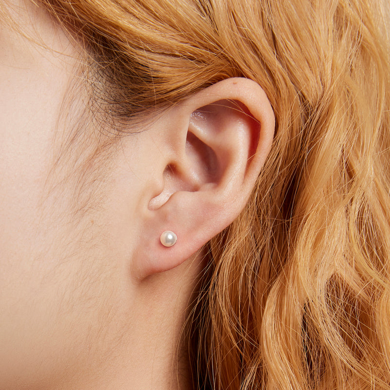 Sterling Silver Pearl Screw Stud Earrings