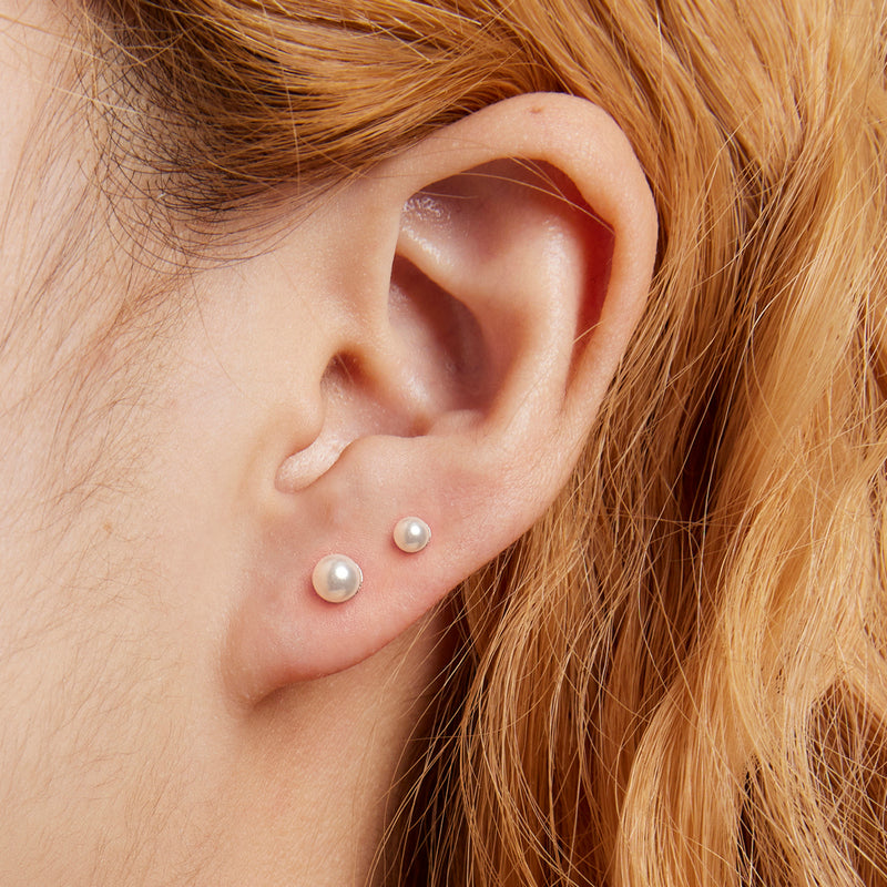 Sterling Silver Pearl Screw Stud Earrings