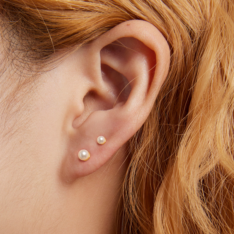 Sterling Silver Pearl Screw Stud Earrings