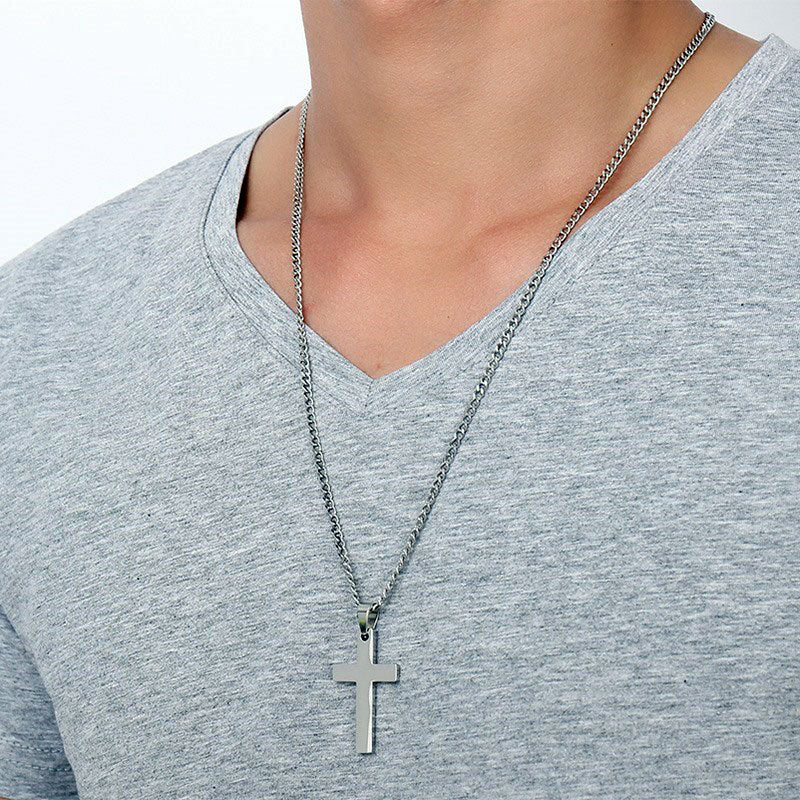 Stainless Steel Jesus Cross Necklace (silver, black and gold)