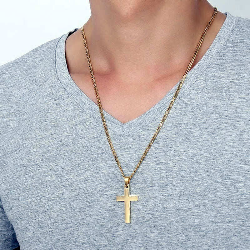 Stainless Steel Jesus Cross Necklace (silver, black and gold)