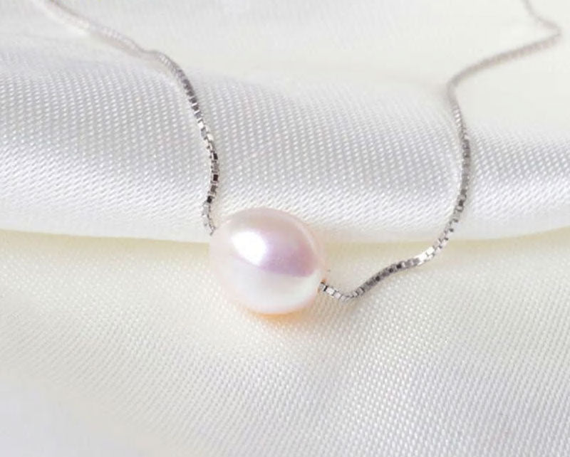 Sterling Silver Freshwater Single Pearl Hypoallergenic Necklace