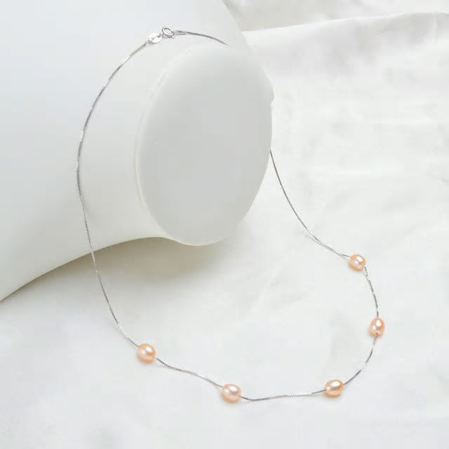 Sterling Silver Multi Freshwater Pearl Hypoallergenic Necklace