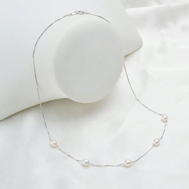 Sterling Silver Multi Freshwater Pearl Hypoallergenic Necklace