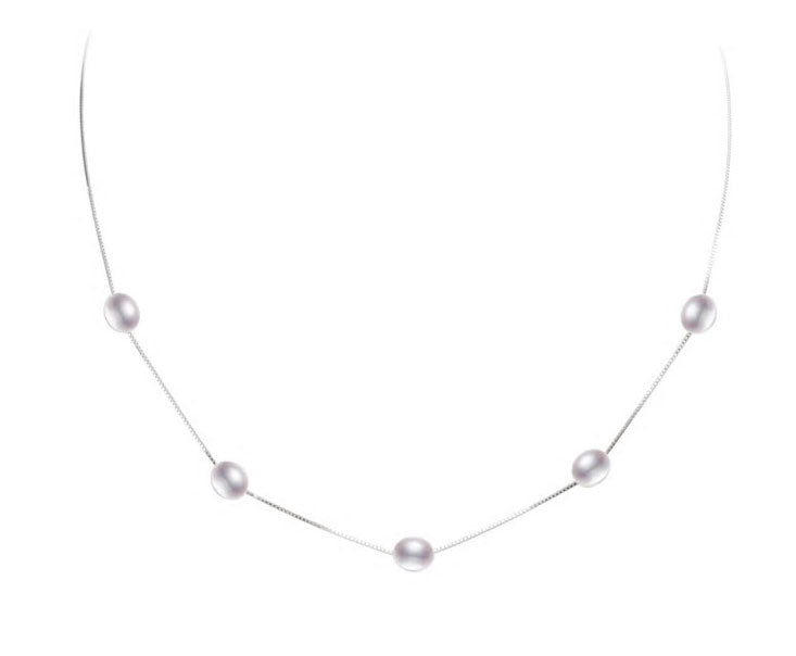 Sterling Silver Multi Freshwater Pearl Hypoallergenic Necklace