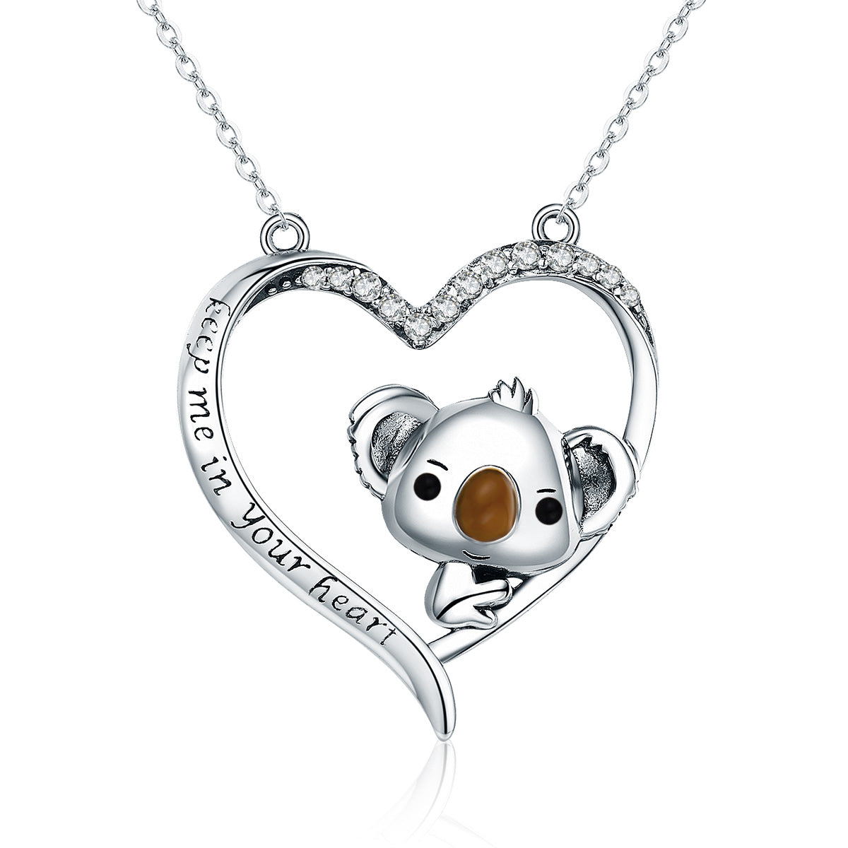 Sterling Silver Koala Heart Hypoallergenic Necklace