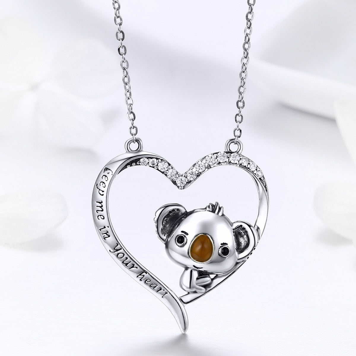 Sterling Silver Koala Heart Hypoallergenic Necklace