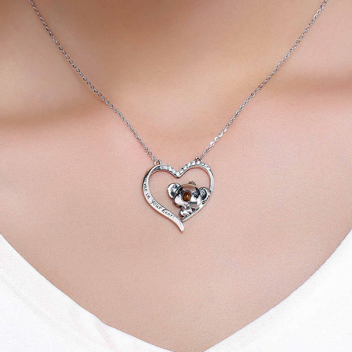 Sterling Silver Koala Heart Hypoallergenic Necklace