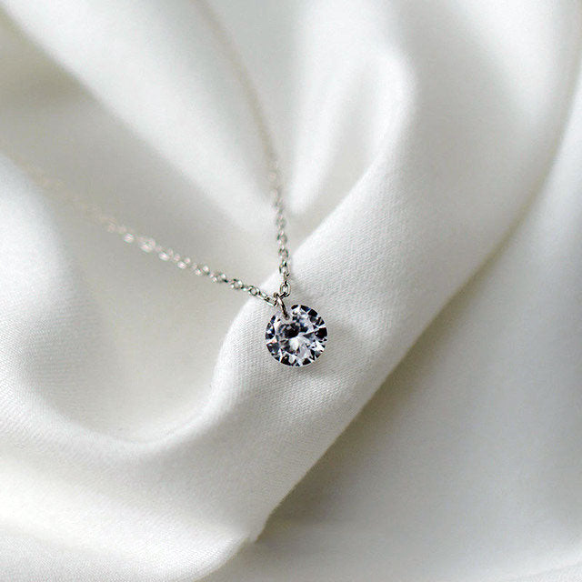 Sterling Silver Clear Cubic Zirconia Hypoallergenic Necklace