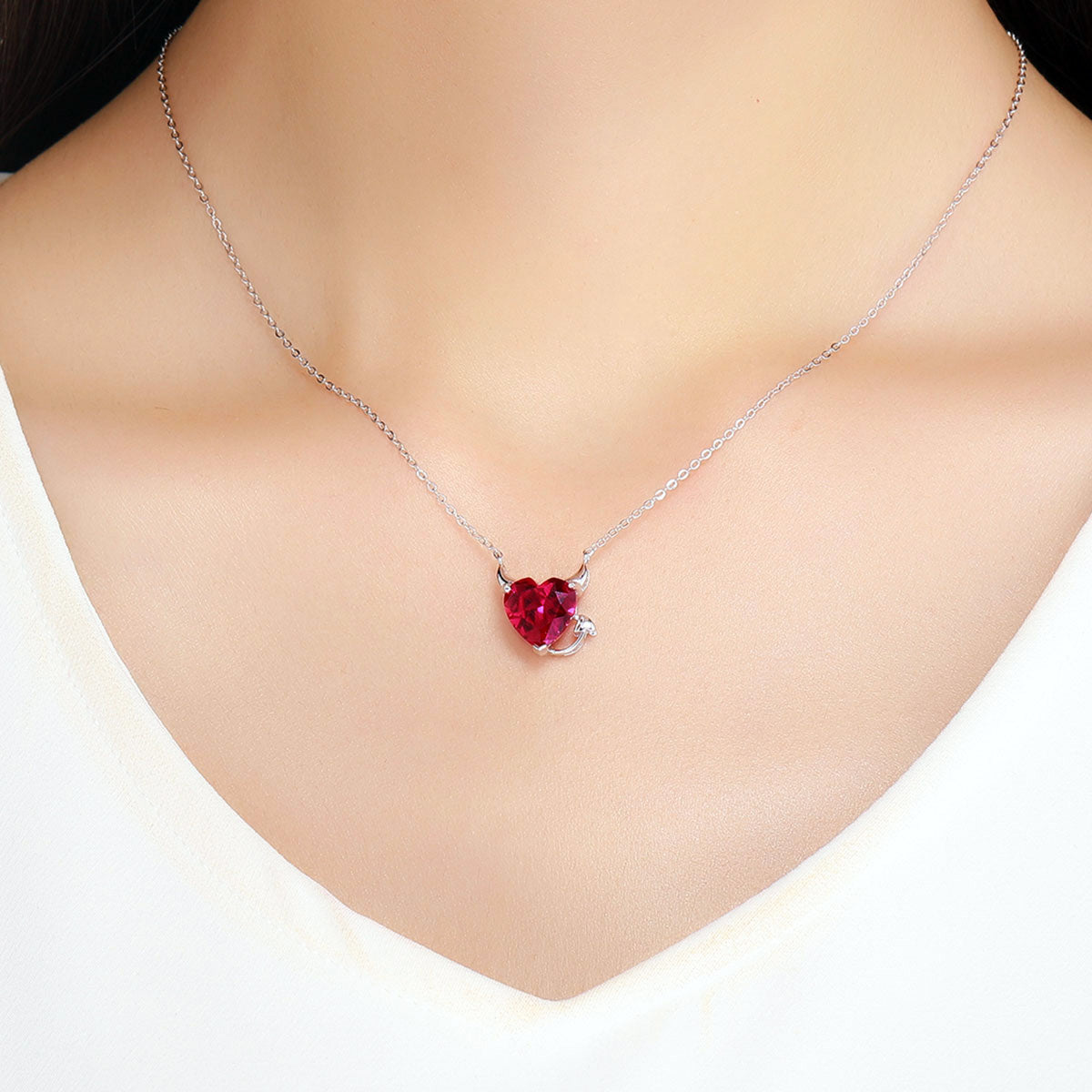 Sterling Silver Devil's Heart Hypoallergenic Necklace
