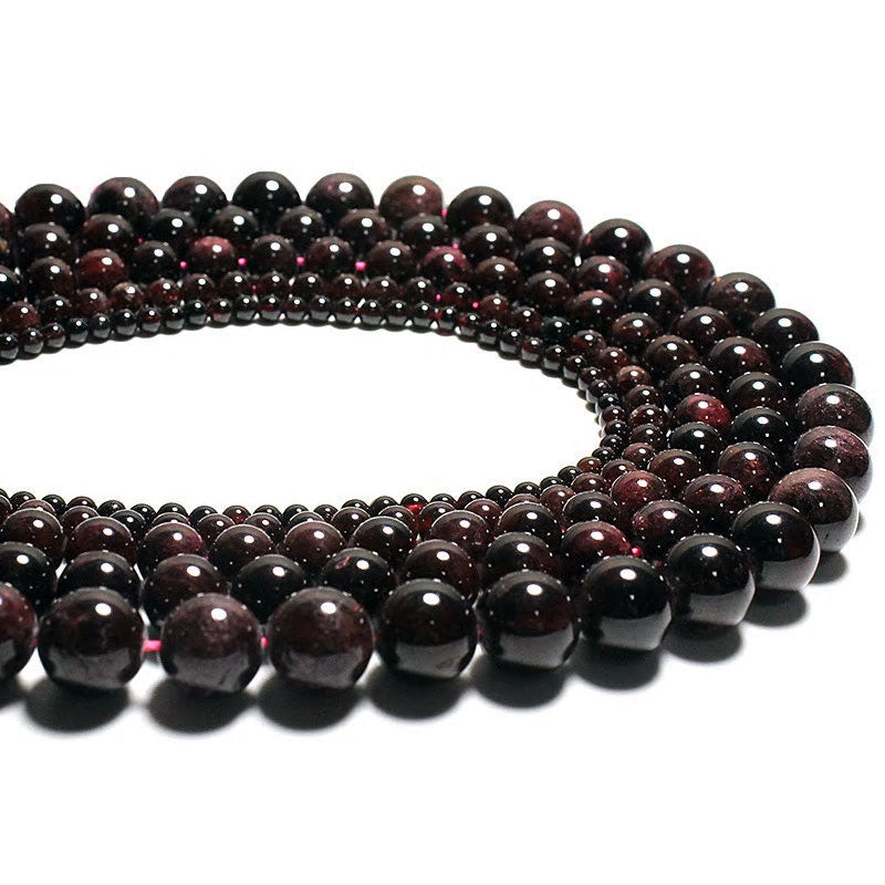 Natural Garnet Round Stone Beads Necklace