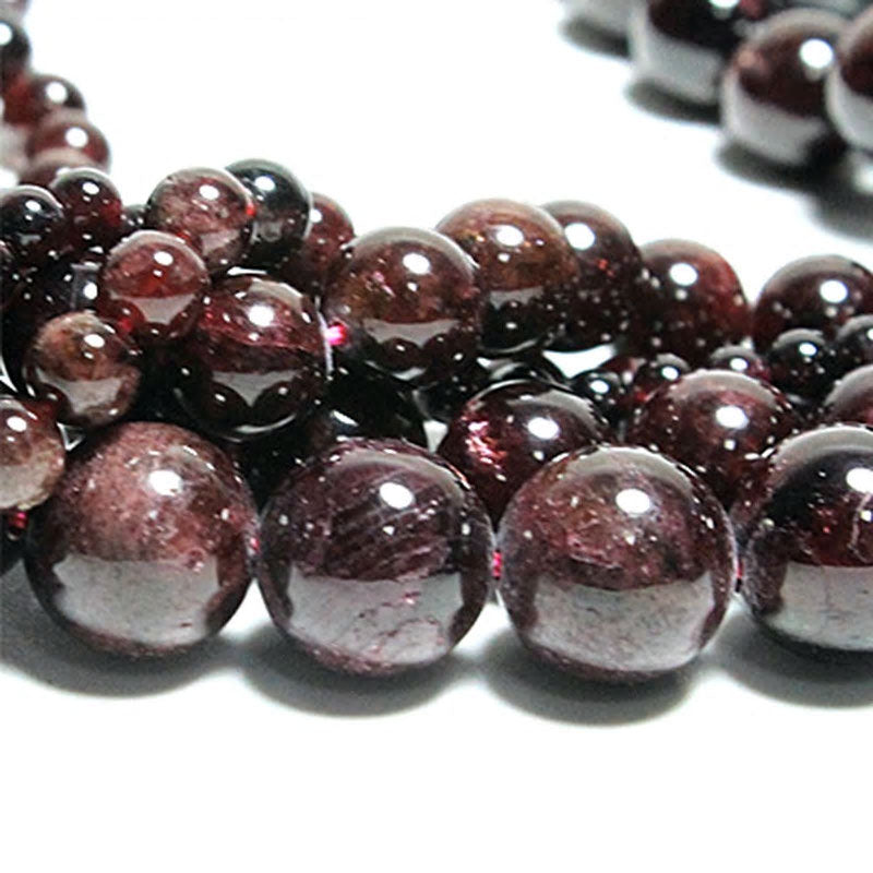 Natural Garnet Round Stone Beads Necklace