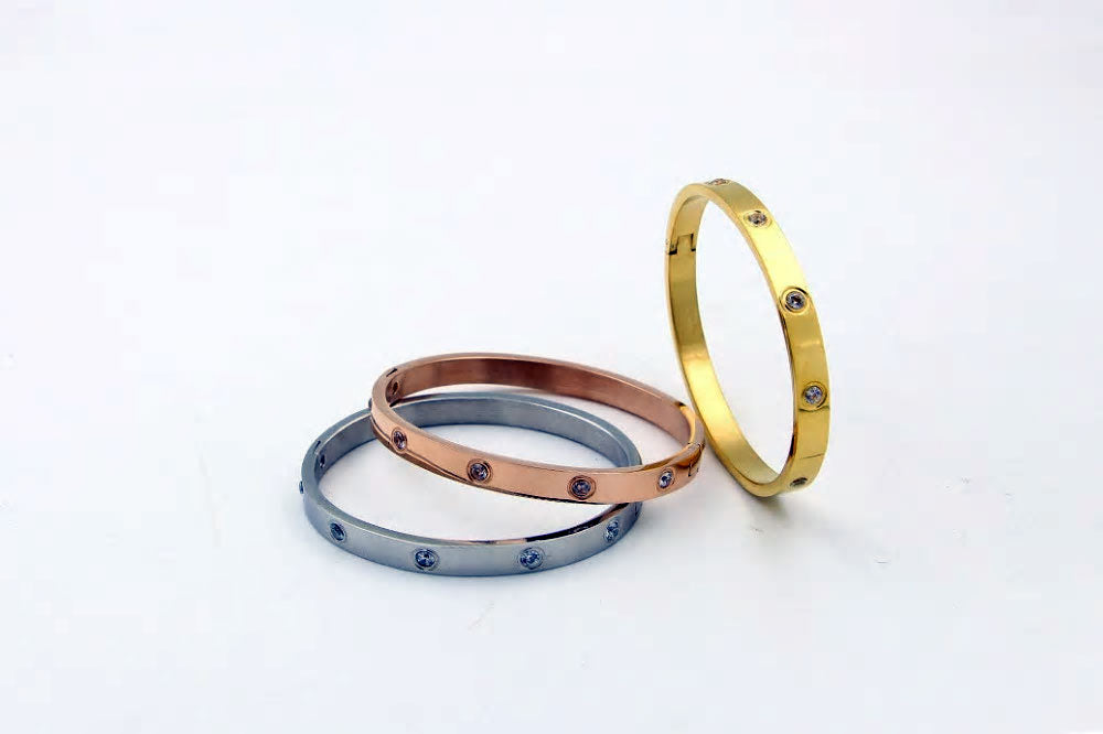 Stainless Steel Cubic Zirconia Bangle