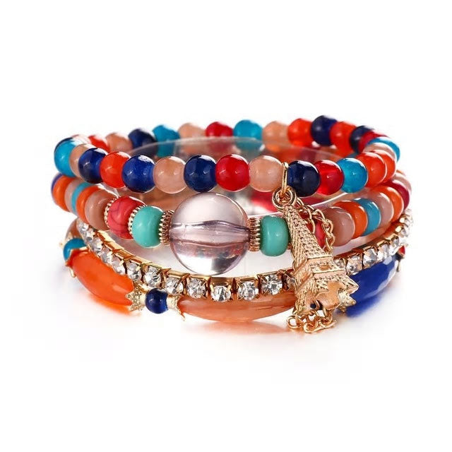 Multi-Layer Beaded Eiffel Tower Bracelet - Various