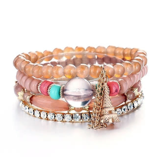 Multi-Layer Beaded Eiffel Tower Bracelet - Various