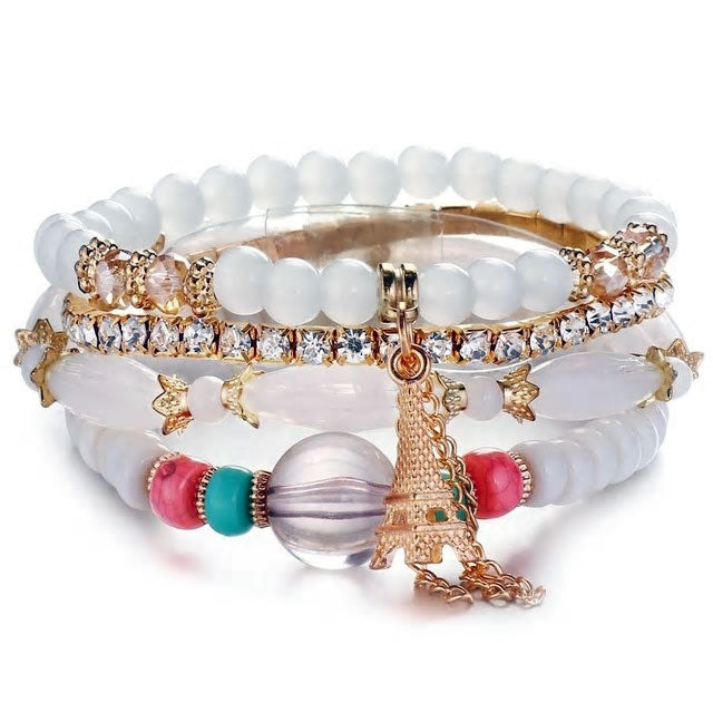 Multi-Layer Beaded Eiffel Tower Bracelet - Various