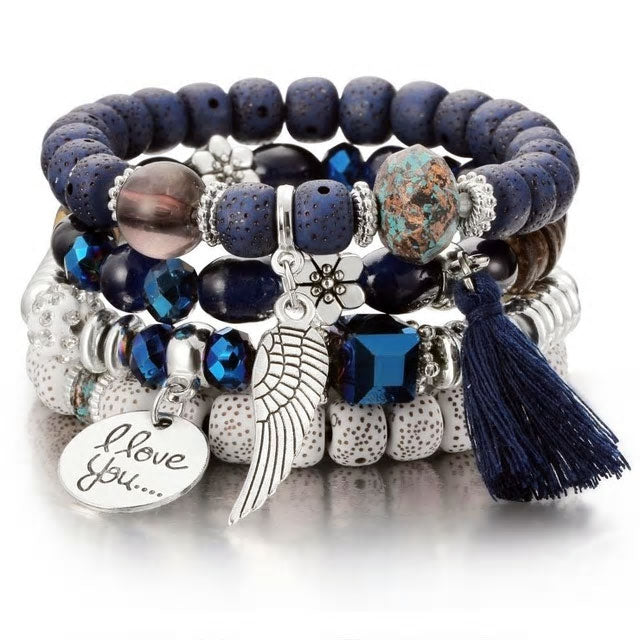 Multi-Layer Beaded Wing Bracelet - Various